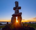 Inukshuk at English Bay Royalty Free Stock Photo