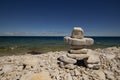 Inukshuk,Rocky beach, Georgian Bay, Bruce Peninsula, lake Huron