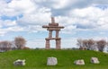 The Inukshuk stone sculpture is an abstract human form created