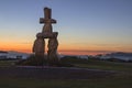 Inukshuk Stone Sunset Beach Vancouver BC at Sunset