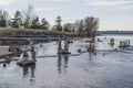 Inukshuks in the Ottawa River at Remics Rapids Royalty Free Stock Photo