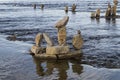 Inukshuks in the Ottawa River at Remics Rapids Royalty Free Stock Photo