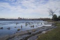 Inukshuks in the Ottawa River at Remics Rapids Royalty Free Stock Photo