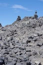 Inukshuks on top of Black Tusk mountain Royalty Free Stock Photo