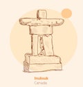 Inuksuk canada hand drawing vector illustration