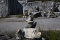Inuksuk - a stone figure of several stones, an ancient cultural symbol in the forest of Karelia Royalty Free Stock Photo