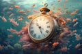 An inundated clock, highlighting the sobering reality of rising sea levels and the limited time available to address this pressing Royalty Free Stock Photo