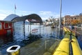 The inundation of lake Lugano on Switzerland Royalty Free Stock Photo