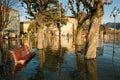 The inundation of lake Lugano Royalty Free Stock Photo