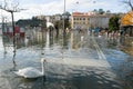 The inundation of lake Lugano Royalty Free Stock Photo