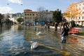 The inundation of lake Lugano Royalty Free Stock Photo