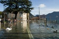 The inundation of lake Lugano Royalty Free Stock Photo