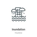 Inundation outline vector icon. Thin line black inundation icon, flat vector simple element illustration from editable insurance