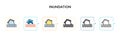 Inundation vector icon in 6 different modern styles. Black, two colored inundation icons designed in filled, outline, line and