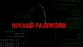 Invalid password, unsuccessful attempt to crack system, cyber crime, hacking