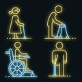 Invalid people icon set vector neon Royalty Free Stock Photo