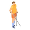 Invalid person with crutches icon, isometric style Royalty Free Stock Photo