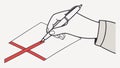 Invalid signature. Hand marking a document with an X. vector design Generative AI Royalty Free Stock Photo