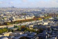 Parisien architecture and french roofs from above Eiffel tower at sunrise, Paris, France Royalty Free Stock Photo