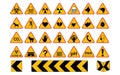 Invented and standard road signs from the warning family
