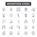 Invention concept line icons, signs, vector set, linear concept, outline illustration Royalty Free Stock Photo