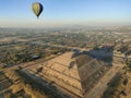 Hot air balloons over Teotihuacan in Mexico