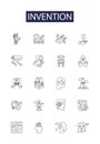 Invention line vector icons and signs. Invent, Design, Create, Imagine, Engineer, Craft, Build, Construct outline vector