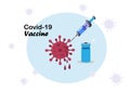 The invention of the vaccine for killing the coronavirus COVID-19 vector illustration white background Royalty Free Stock Photo