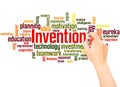 Invention word cloud hand writing concept Royalty Free Stock Photo