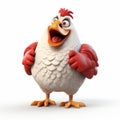 Inventive Cartoon Chicken Render With Strong Facial Expression