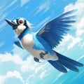 Inventive Character Designs: Blue Bird Flying Through The Blue Sky