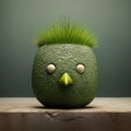 Inventive Character Designs: Cute Green Bird With Grass Buddha Head