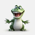 Inventive 3d Cartoon Crocodile With Smiling Open Mouth