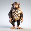 Inventive 3d Model Playful Chimpanzee Wearing A Scarf
