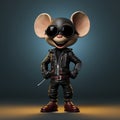 Inventive 3d Mouse Model In Sunglasses And Leather