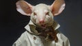 Inventive And Realistic Painting Of A Rat With A Coat And Earring