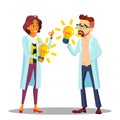 Inventor Man, Woman Vector. Scientist Or Business Person Inventor. Success Concept. Illustration Royalty Free Stock Photo