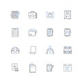 Inventories and portfolios line icons collection. Collections, Stockpiles, Holdings, Repertoire, Assortment, Catalogue