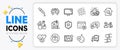 Inventory cart, Cream and Chemistry pipette line icons. For web app. Vector