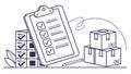 Inventory checklist with boxes, stocktaking, warehouse management, logistics, organization vector design Generative AI