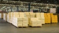 Inventory full of cardboard boxes in modern warehouse storage of retail shop Royalty Free Stock Photo