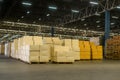 Inventory full of cardboard boxes in modern warehouse storage of retail shop Royalty Free Stock Photo