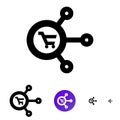 Inventory management icon. Vector icon with the image cart and social network symbol