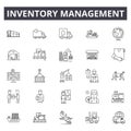 Inventory management line icons, signs, vector set, outline illustration concept Royalty Free Stock Photo