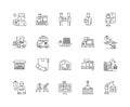 Inventory management line icons, signs, vector set, outline illustration concept Royalty Free Stock Photo