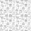 Inventory and Storage vector Logistics outline seamless pattern