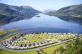 Invercoe caravan camping park site near Glencoe aerial birdseye view in the Highlands Scotland UK