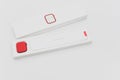 Apple watch product red white box on a white background with cop Royalty Free Stock Photo