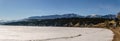 INVERMERE, CANADA - MARCH 21, 2019: town on the Windermere Lake early spring landscape