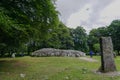 Inverness, Scotland, UK: Visitors view one of the cairns at Balnuaran of Clava